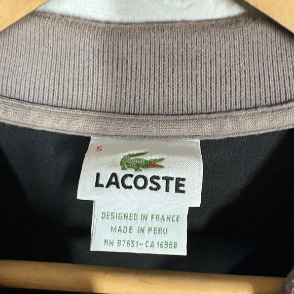 Lacoste Polo Shirt Short Sleeve Black Gray Casual Top Pullover - 5 / S - Picture 5 of 5